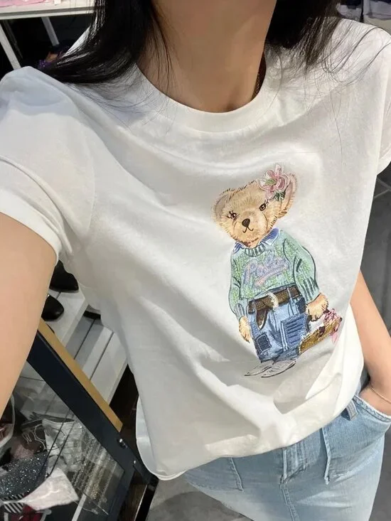 💎Polo Ralph Lauren Women's Round Neck Bear T-Shirt💎 - Picture 2 of 7